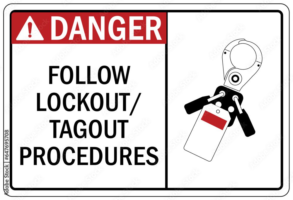Lock out sign and labels follow lockout/tagout procedures Stock Vector ...