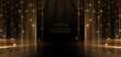 Elegant golden scene diagonal glowing with lighting effect sparkle on black background. Vector illustration