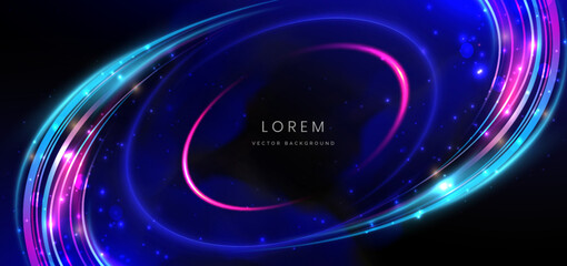 Poster - Abstract background luminous swirl neon blue and pink with lighting effect.