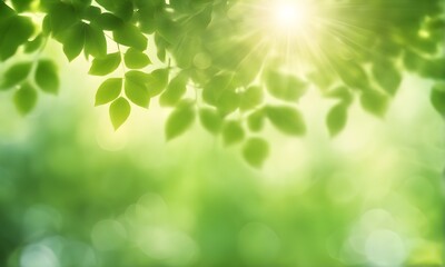 Aufkleber - Abstract green foliage bokeh backdrop