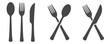 Set of fork, knife, spoon set icons. Cutlery symbols set flat style. Dinner service signs. Vector illustration
