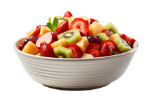 A Bowl Of Healthy Fruit Salad Isolated On Transparent Background. Generative Ai