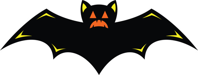 Wall Mural - scary black bat vector icon