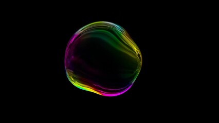 Poster - Abstract glowing neon shape rotation animation isolated on black background