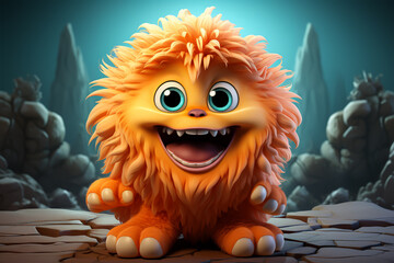 3d cute cartoon semi monster realistic 3d monster 