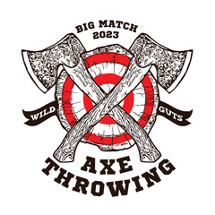 Sticker - Axe Throwing Club logo in wood target, good for axe club logo design