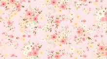 Samless Pink Flower Bunch Design Pattern