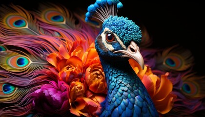 Naklejka na meble a peacock colorful closeup shot