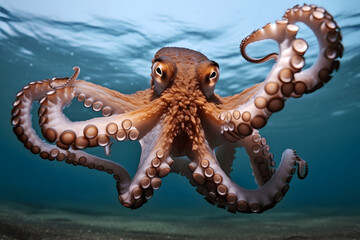 Wall Mural - Octopus close up photo in the Ocean, underwater, seaworld, underwater world, fish, sea creatures, underwater wildlife