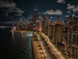 Fototapeta Miasto - Chicago aerial view at night