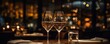wine glasses in fancy restaurant with bokeh background