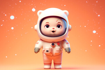 Wall Mural - Cartoon animal in a space suit and an astronaut's helmet in outer space