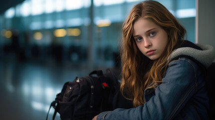 Poster - Portrait of a young woman in the airport