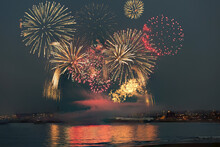 Colourful Fireworks Display; Sunderland, Tyne And Wear, England