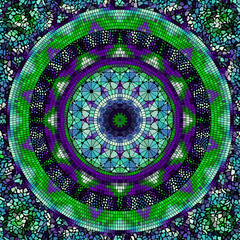 Poster - Vector seamless mosaic art pattern. Art background. Mandala image