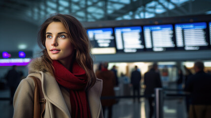 Poster - Portrait of a young woman in the airport