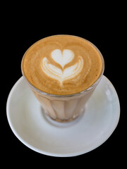 Wall Mural - isolated latte art tulip trait in a glass