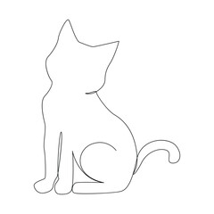 Wall Mural - Continuous one line cat pet drawing out line vector illustration design