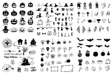 Halloween scary full icon set