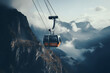 cable car going up a huge mountain, cable car, transportation, going up a mountain, gondola
