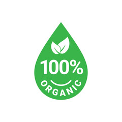 Wall Mural - 100 percent organic vector label, stamp