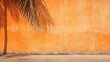 Empty palm shadow Rustic Orange color texture pattern cement wall background
