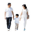 © SS - Asian family with children walking in comfort outfit, Mother Dad Son Kid walking, Full body isolated on transparent background. Dicut, People, PNG
