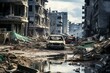Impoverished rundown area in war-torn Syrian city. Generative AI