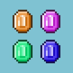 Poster - Pixel art sets of coin business with variation color items asset. simple bits of coin items on pixelated style.8bits perfect for game asset or design asset element for your game design asset
