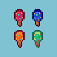 Poster - Pixel art sets of ice cream with variation color items asset. simple bits items game of ice cream on pixelated style.8bits perfect for game asset or design asset element for your game design asset