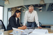 © Friends Stock - Senior male boss discussing online project with employee before showing presentation to team leader