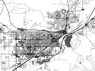 greyscale vector city map of billings montana in the united states of america with with water, field