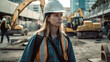 © ADDICTIVE STOCK - Generative AI illustration of pensive adult female construction engineer in hardhat and vest looking away thoughtfully during work process