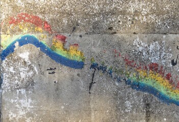 Wall Mural - faded painting of a rainbow