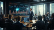 © LomaPari2021 - Businessman are speaker talking about company stats and financial data analyzing growth in meeting room.generative ai