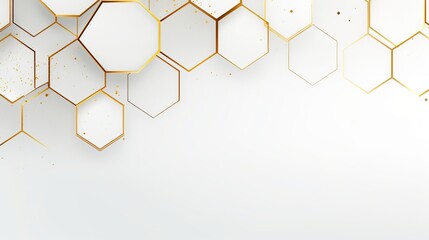 Wall Mural - Abstract gold lines hexagons background pattern. AI generated image
