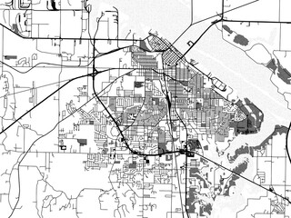 greyscale vector city map of decatur alabama in the united states of america with with water, fields