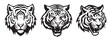 Tigers heads vector black and white silhouette illustration