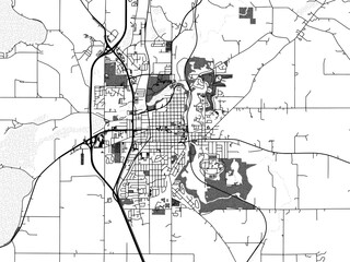 greyscale vector city map of faribauld minnesota in the united states of america with with water, fi