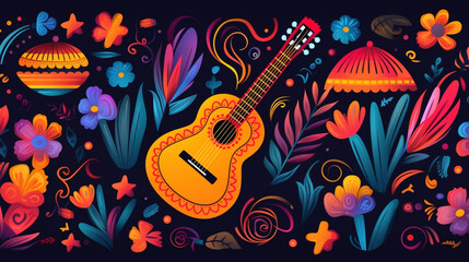 Flat design colorful mexican background theme