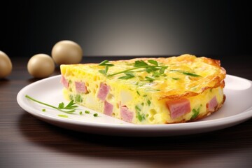 Wall Mural - Frittata with ham on a plate