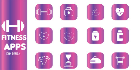 Fitness app icon design with colour gradient