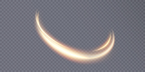 Fototapete - Dynamic gold lines with glow effect. Rotating shiny rings. Abstract sparkling swirl, wave of light.	