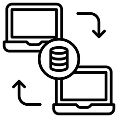 Wall Mural - Outline Laptop sharing icon