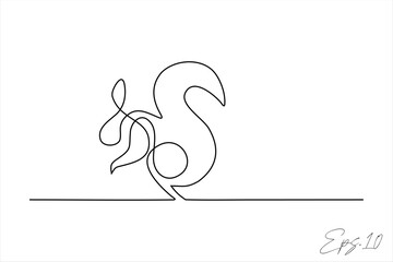 Wall Mural - continuous line art drawing of squirrel