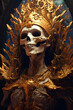 A demonic skull queen with a gold crown. Generative AI