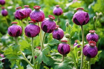 Aufkleber - A beautiful field of purple flowers with lush green leaves. Perfect for adding a touch of nature and color to any project.