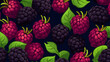 nature textured blackberry fruits seamless patter, vivid color background