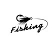 Fishing Lettering and Lure logo. Captures angling spirit and allure. Vector illustration.