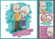 Dzień Babci i Dziadka, kartka pocztowa, grafika wektorowa, babcia i dziadek
